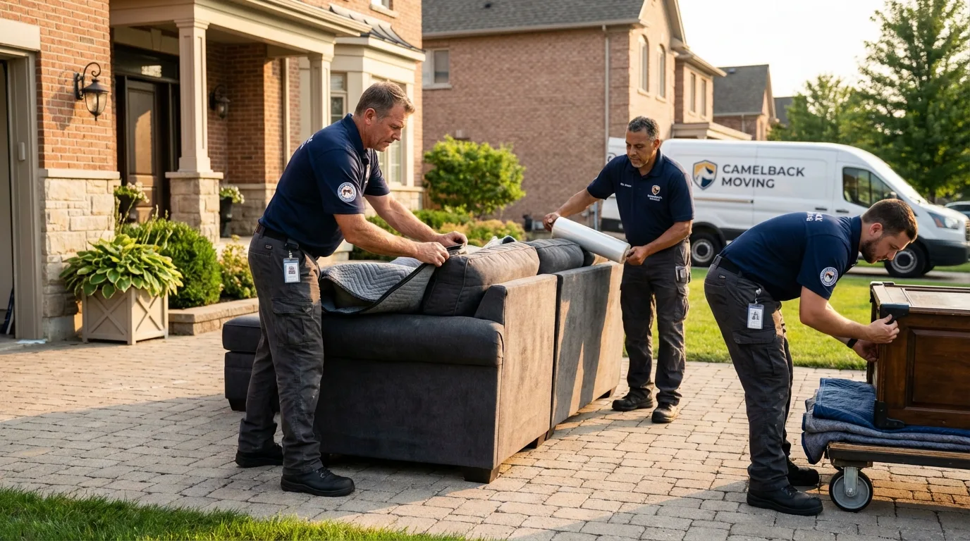 Large estate moving crew wrapping furniture in Tornillo, TX